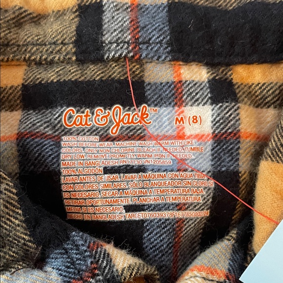 Cat & Jack Kids Plaid Shirt - Yellow, Black, and Blue - Picture 2 of 7